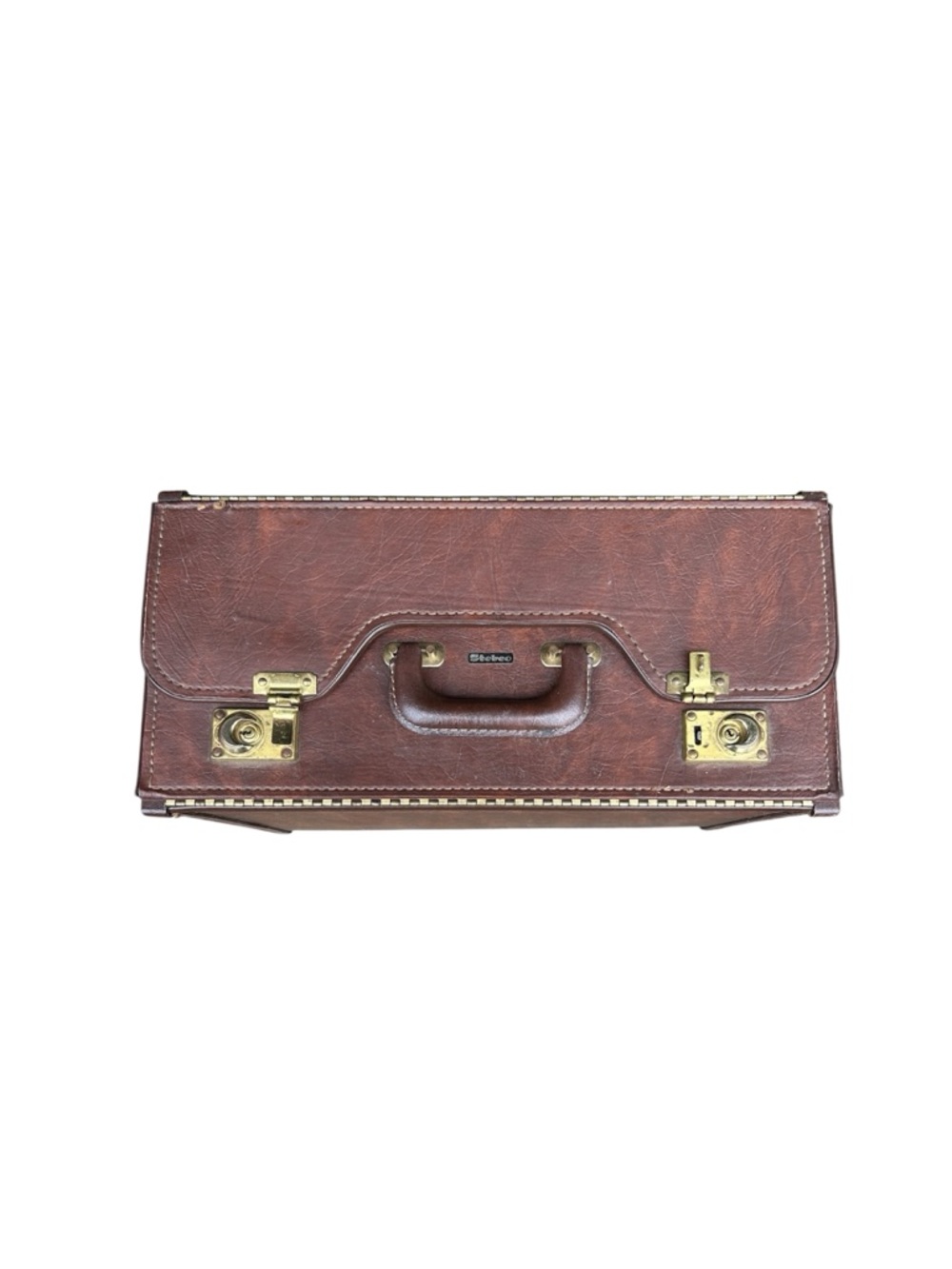 Old Money Vintage 1950s Office Movie Prop Stebco Hard-Shell Leather Brief Case